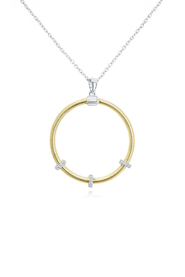 Gold Finish Cubic Zirconia & Yellow Stone Siena Pendant Necklace In Sterling Silver by MISS JO at Pernia's Pop Up Shop