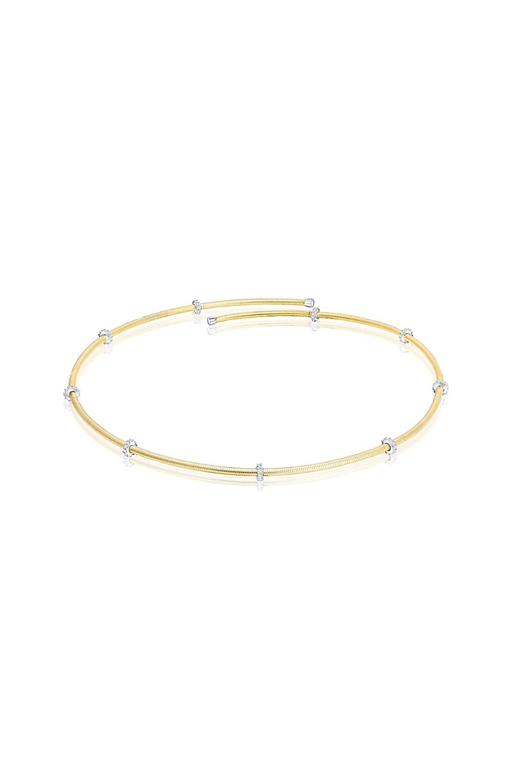 Gold Finish Cubic Zirconia & Yellow Stone Siena Choker Necklace In Sterling Silver by MISS JO at Pernia's Pop Up Shop