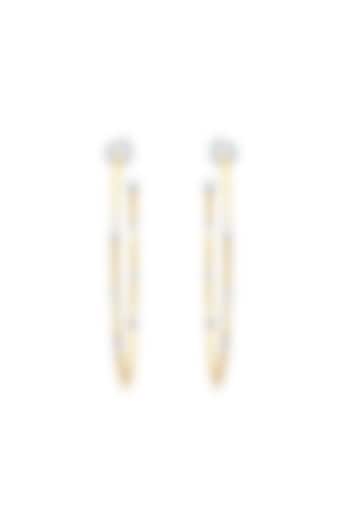 Gold Finish Cubic Zirconia & Gold Stone Siena Celeste Hoop Earrings In Sterling Silver by MISS JO at Pernia's Pop Up Shop