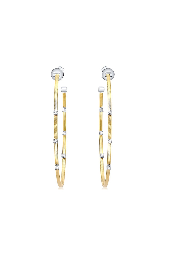 Gold Finish Cubic Zirconia & Gold Stone Siena Celeste Hoop Earrings In Sterling Silver by MISS JO at Pernia's Pop Up Shop