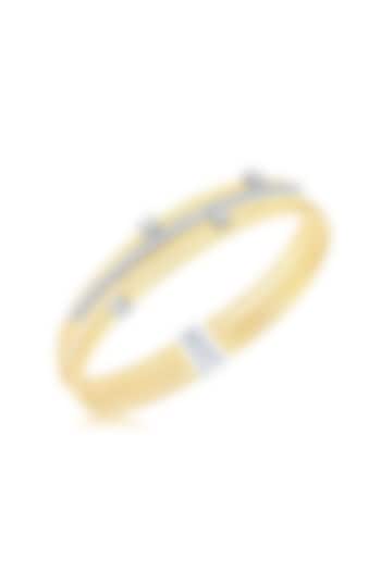 Gold Finish Cubic Zirconia & Gold Stone Siena Cuff Bracelet In Sterling Silver by MISS JO at Pernia's Pop Up Shop