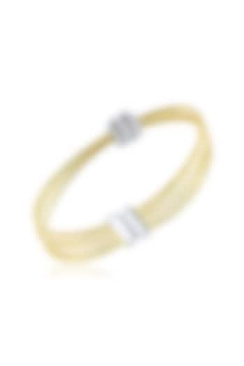 Gold Finish Cubic Zirconia & Gold Stone Firenze Twist Bracelet In Sterling Silver by MISS JO at Pernia's Pop Up Shop