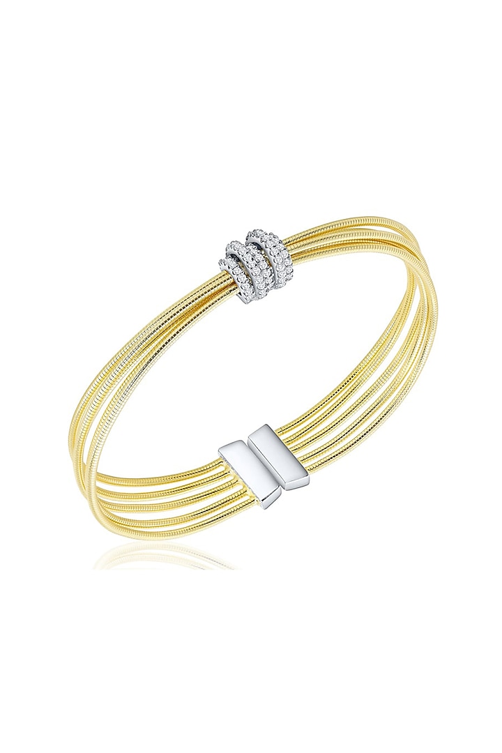 Gold Finish Cubic Zirconia & Gold Stone Firenze Twist Bracelet In Sterling Silver by MISS JO at Pernia's Pop Up Shop