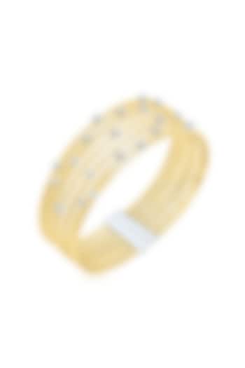 Gold Finish Cubic Zirconia & Gold Stone Siena Cuff Bracelet In Sterling Silver by MISS JO at Pernia's Pop Up Shop