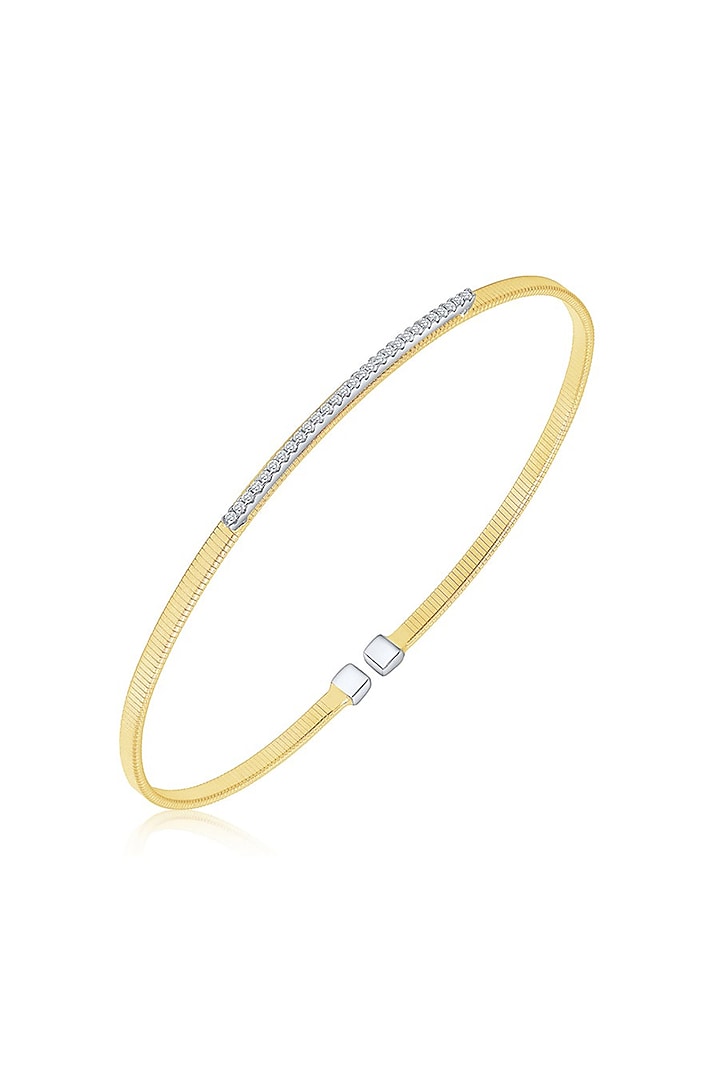 Gold Finish Cubic Zirconia & Gold Stone Veneto Grace Bracelet In Sterling Silver by MISS JO at Pernia's Pop Up Shop