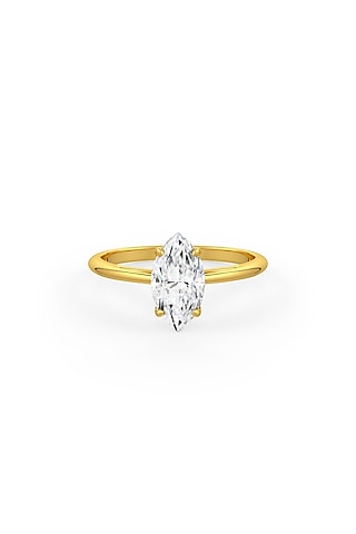 Gold Finish Heart Shaped Cubic Zirconia Ring In Sterling Silver by MISS JO