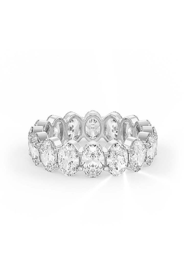 White Rhodium Finish Cubic Zirconia Ring In Sterling Silver by MISS JO at Pernia's Pop Up Shop