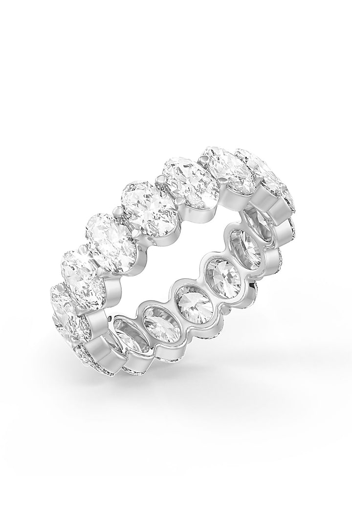 White Rhodium Finish Cubic Zirconia Ring In Sterling Silver by MISS JO at Pernia's Pop Up Shop