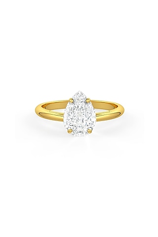 White Rhodium Finish Pear-Shaped Cubic Zirconia Ring In Sterling Silver by MISS JO