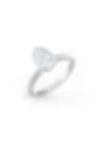 White Rhodium Finish Pear-Shaped Cubic Zirconia Ring In Sterling Silver by MISS JO at Pernia's Pop Up Shop