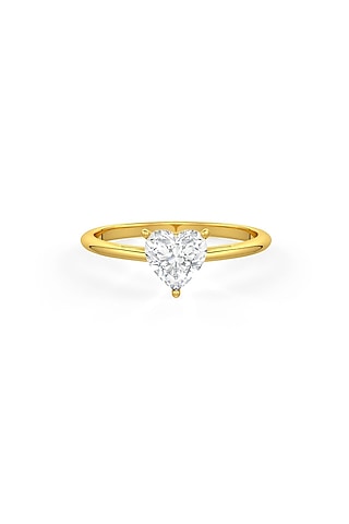 White Rhodium Finish Heart-Shaped Cubic Zirconia Ring In Sterling Silver by MISS JO