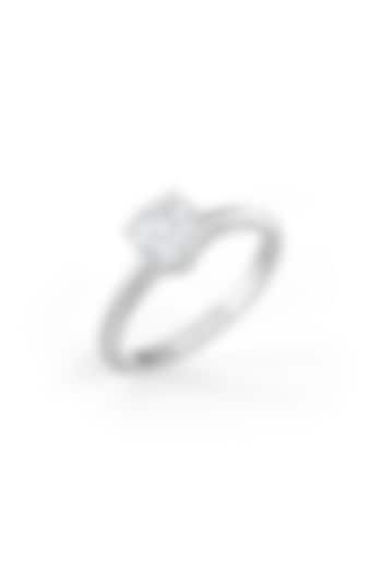 White Rhodium Finish Round-Shaped Cubic Zirconia Ring In Sterling Silver by MISS JO at Pernia's Pop Up Shop