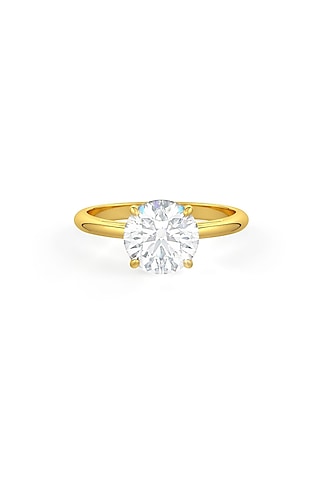 White Rhodium Finish Round-Shaped Cubic Zirconia Ring In Sterling Silver by MISS JO