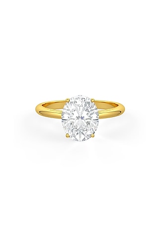 White Rhodium Finish Oval-Shaped Cubic Zirconia Ring In Sterling Silver by MISS JO