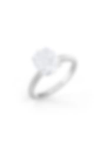 White Rhodium Finish Oval-Shaped Cubic Zirconia Ring In Sterling Silver by MISS JO at Pernia's Pop Up Shop