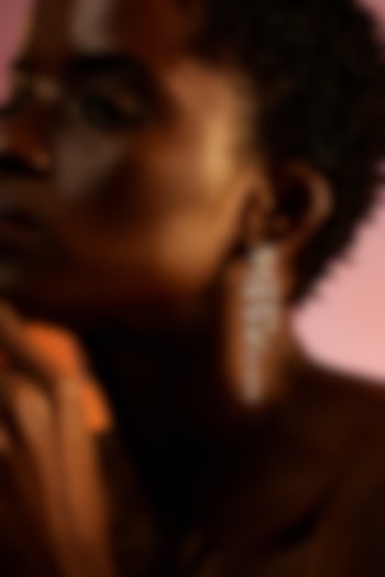 White Rhodium Finish Cubic Zirconia Dangler Earrings In Sterling Silver by MISS JO at Pernia's Pop Up Shop