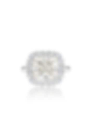 White Rhodium Finish Champagne Cubic Zirconia Ring In Sterling Silver by MISS JO at Pernia's Pop Up Shop