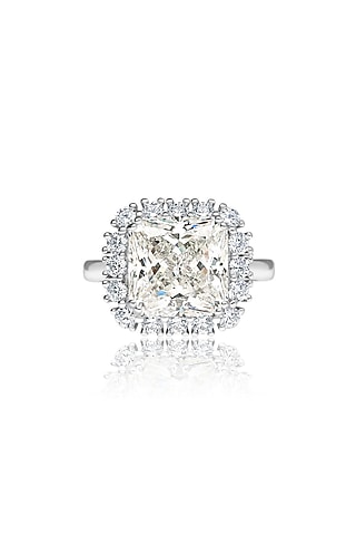 White Rhodium Finish Champagne Cubic Zirconia Ring In Sterling Silver by MISS JO
