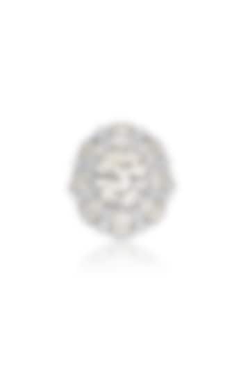 White Rhodium Finish Champagne Cubic Zirconia Ring In Sterling Silver by MISS JO at Pernia's Pop Up Shop