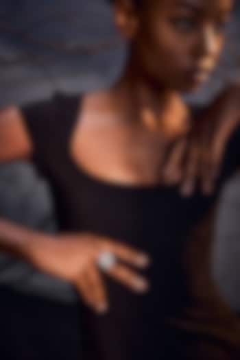 White Rhodium Finish Cubic Zirconia Ring In Sterling Silver by MISS JO at Pernia's Pop Up Shop