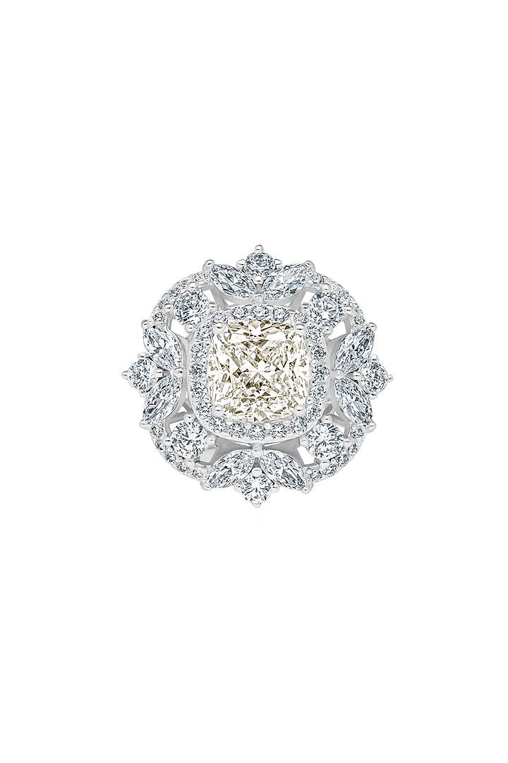White Rhodium Finish Cubic Zirconia Moonlight Enchantment Cocktail Ring In Sterling Silver by MISS JO at Pernia's Pop Up Shop