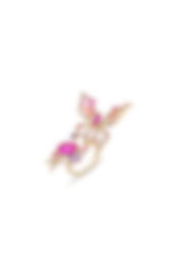 Gold Finish Pink Cubic Zirconia Butterfly Ring In Sterling Silver by MISS JO at Pernia's Pop Up Shop