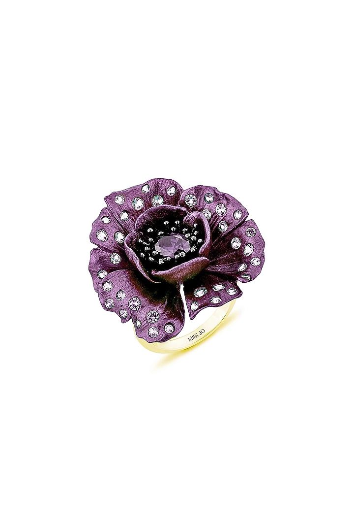 Gold Finish Purple Gemstone Ring In Sterling Silver by MISS JO at Pernia's Pop Up Shop