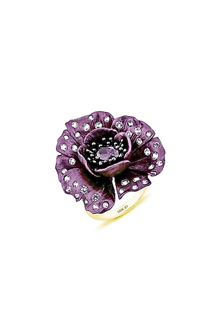 Gold Finish Purple Gemstone Ring In Sterling Silver by MISS JO