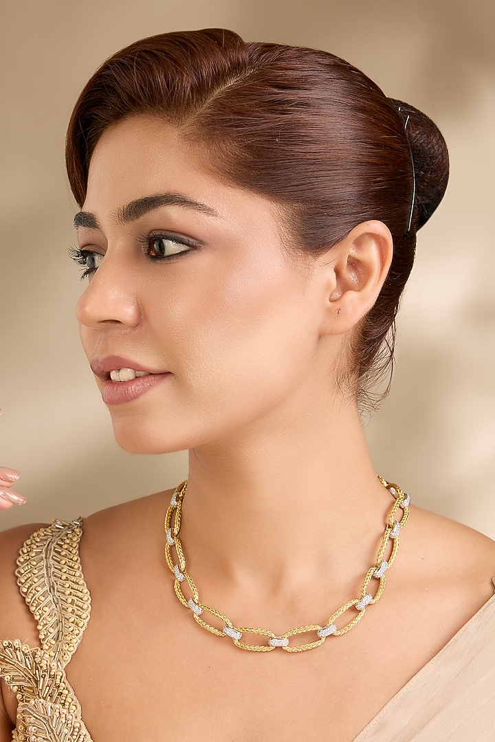 Gold Finish Necklace In Sterling Silver by MISS JO at Pernia's Pop Up Shop
