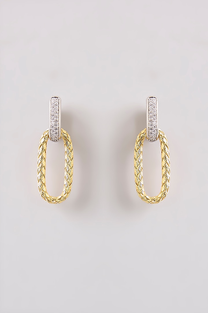 Gold Finish Dangler Earrings In Sterling Silver by MISS JO at Pernia's Pop Up Shop