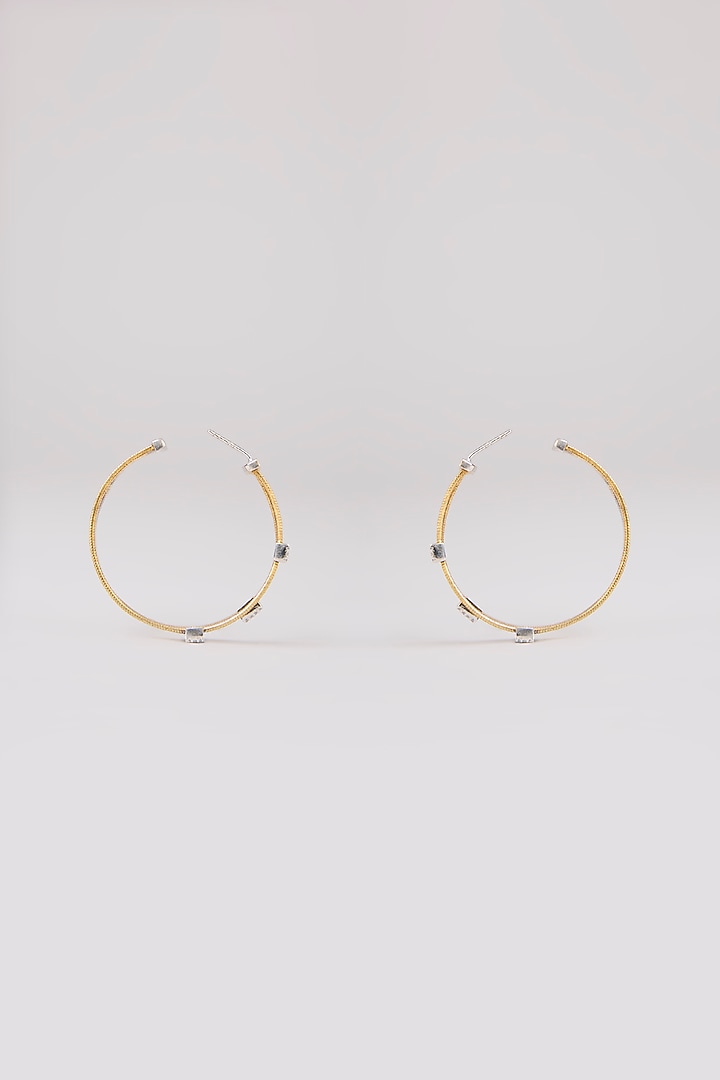 Gold Finish Hoop Earrings In Sterling Silver by MISS JO at Pernia's Pop Up Shop