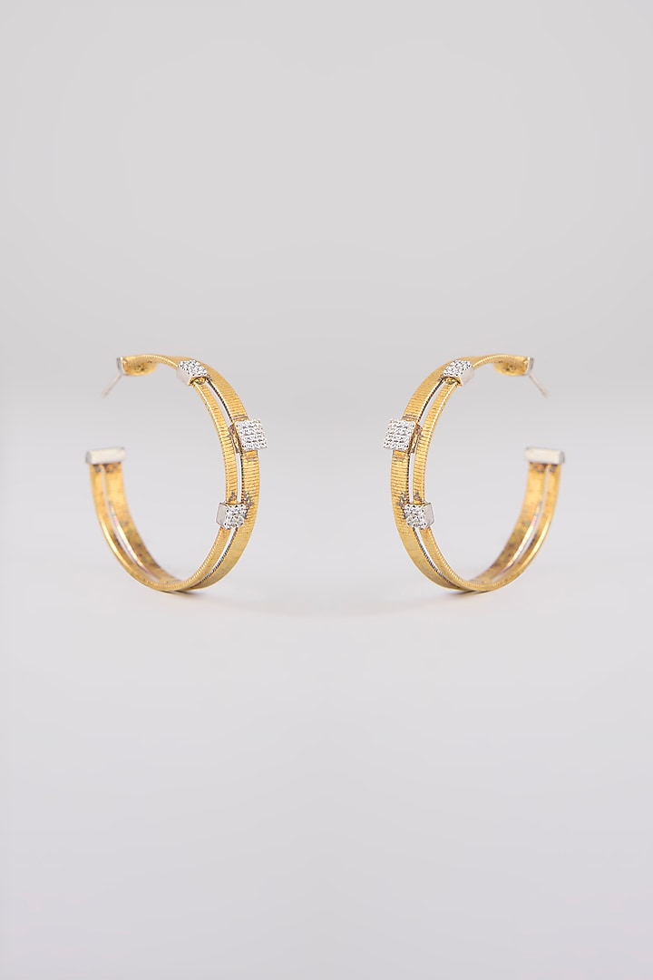 Gold Finish Hoop Earrings In Sterling Silver by MISS JO at Pernia's Pop Up Shop