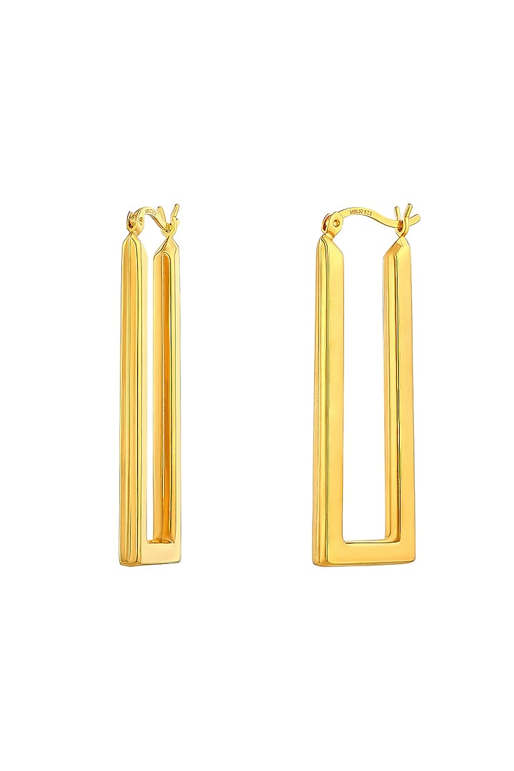 Gold Plated Geometric Hoop Earrings In Sterling Silver by MISS JO at Pernia's Pop Up Shop