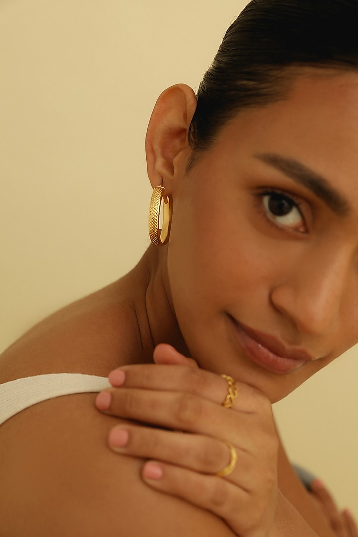 Gold Plated Hoop Earrings In Sterling Silver by MISS JO at Pernia's Pop Up Shop