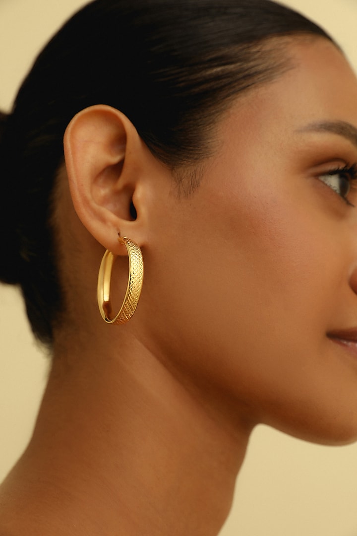 Gold Plated Hoop Earrings In Sterling Silver by MISS JO at Pernia's Pop Up Shop