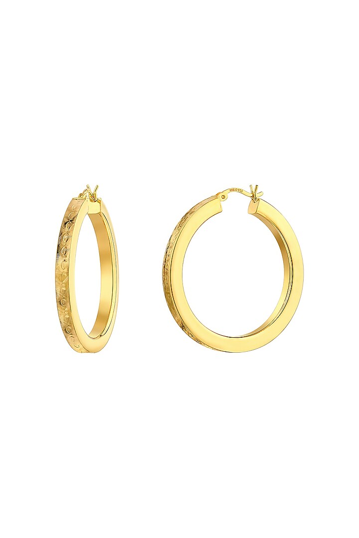 Gold Plated Mirage Textured Hoop Earrings In Sterling Silver by MISS JO at Pernia's Pop Up Shop