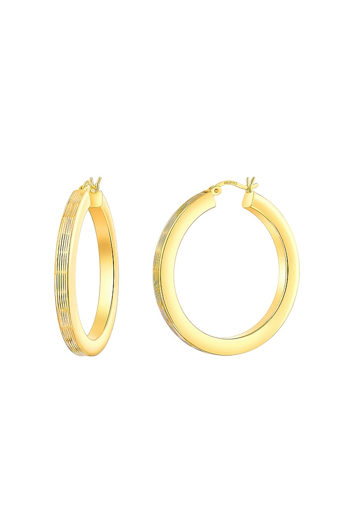 Gold Plated Linear Textured Hoop Earrings In Sterling Silver by MISS JO at Pernia's Pop Up Shop