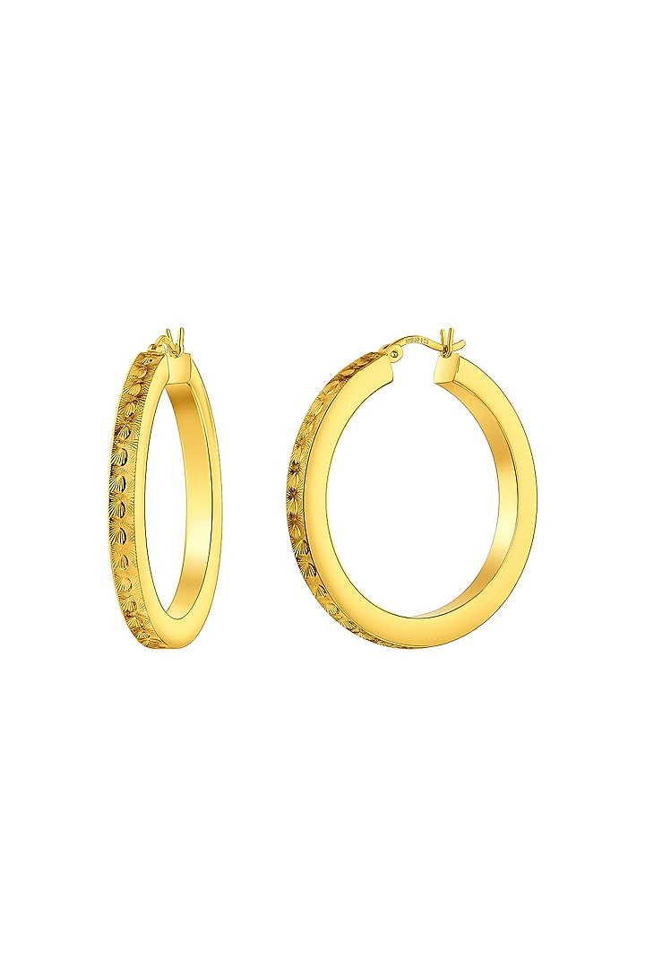 Gold Plated Textured Hoop Earrings In Sterling Silver by MISS JO at Pernia's Pop Up Shop