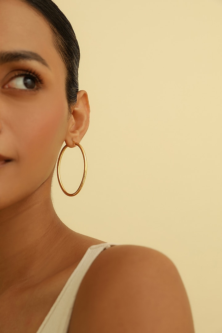 Gold Plated Oval Hoop Earrings In Sterling Silver by MISS JO at Pernia's Pop Up Shop