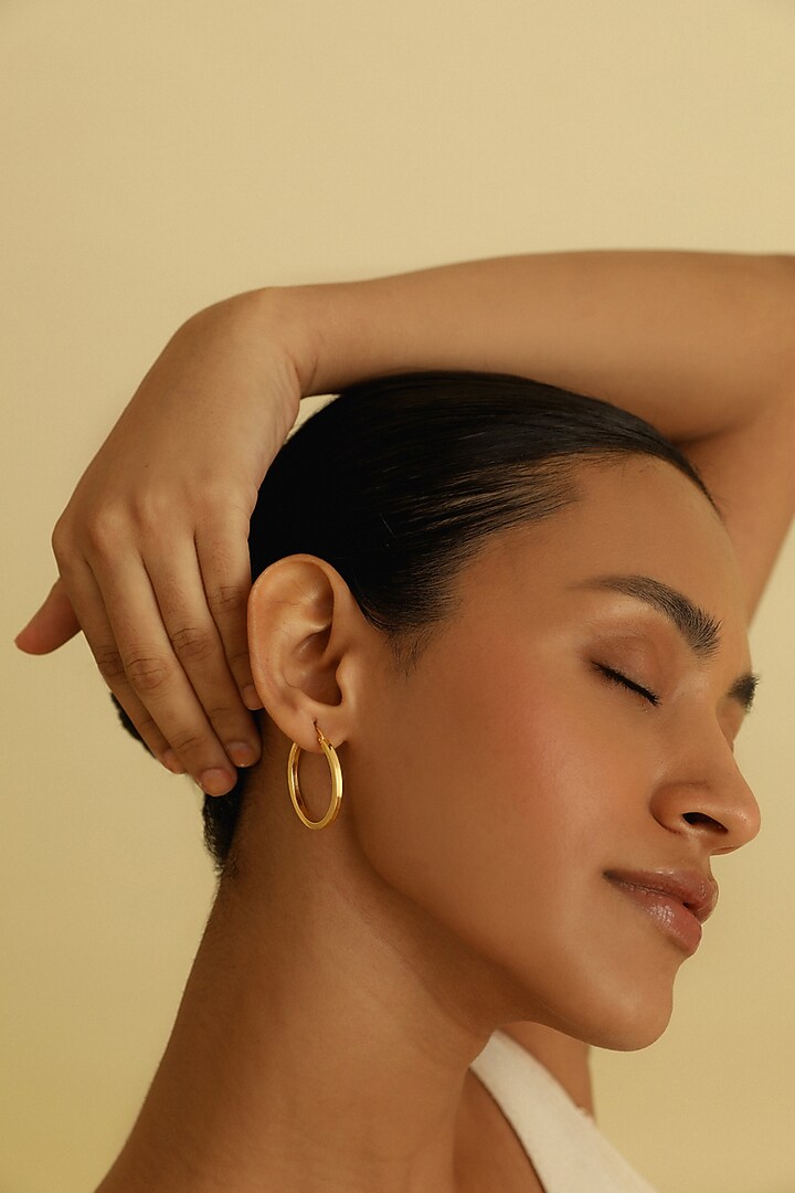 Gold Plated Hoop Earrings In Sterling Silver by MISS JO at Pernia's Pop Up Shop
