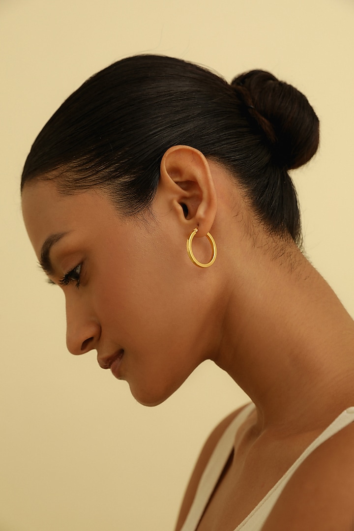 Gold Plated Hoop Earrings In Sterling Silver by MISS JO at Pernia's Pop Up Shop