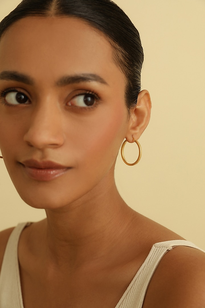 Gold Plated Hoop Earrings In Sterling Silver by MISS JO at Pernia's Pop Up Shop