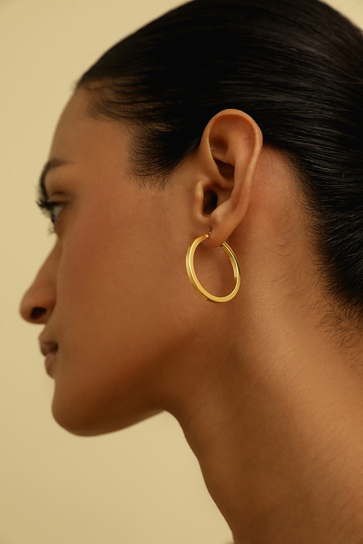 Gold Plated Hoop Earrings In Sterling Silver by MISS JO at Pernia's Pop Up Shop