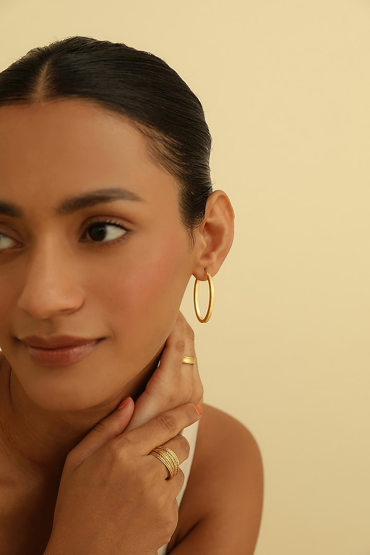 Gold Plated Hoop Earrings In Sterling Silver by MISS JO at Pernia's Pop Up Shop