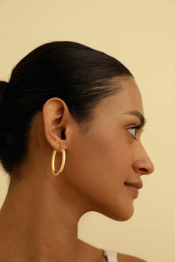 Gold Plated Hoop Earrings In Sterling Silver by MISS JO at Pernia's Pop Up Shop