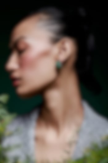 White Rhodium Finish Emerald Spinel Stone Huggie Earrings In Sterling Silver by MISS JO at Pernia's Pop Up Shop