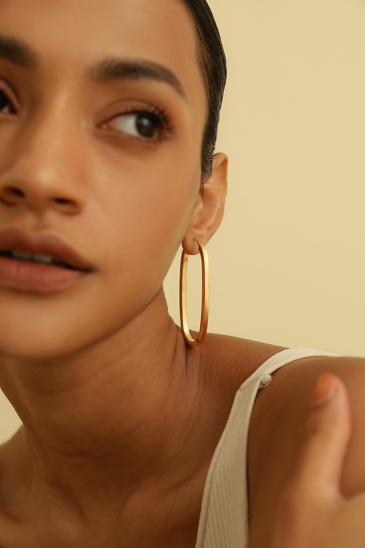 Gold Plated U-shaped Hoop Earrings In Sterling Silver by MISS JO at Pernia's Pop Up Shop