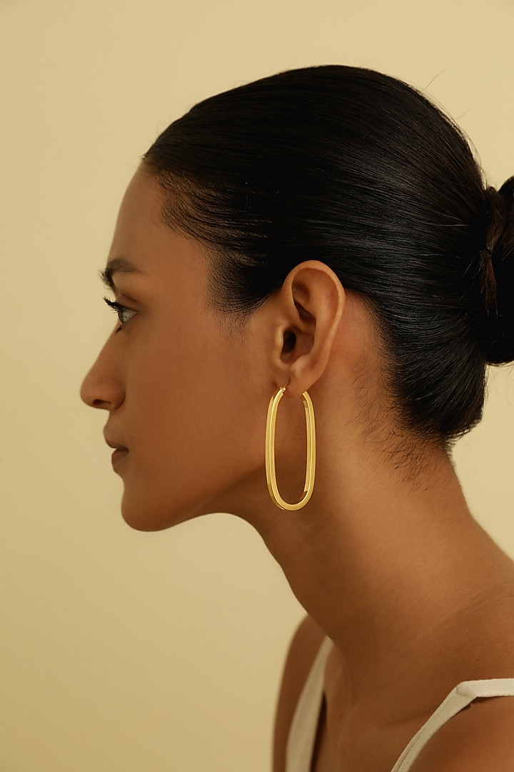 Gold Plated U-shaped Hoop Earrings In Sterling Silver by MISS JO at Pernia's Pop Up Shop