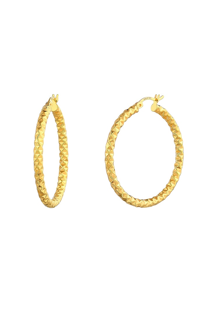 Gold Plated Large Hoop Earrings In Sterling Silver by MISS JO at Pernia's Pop Up Shop