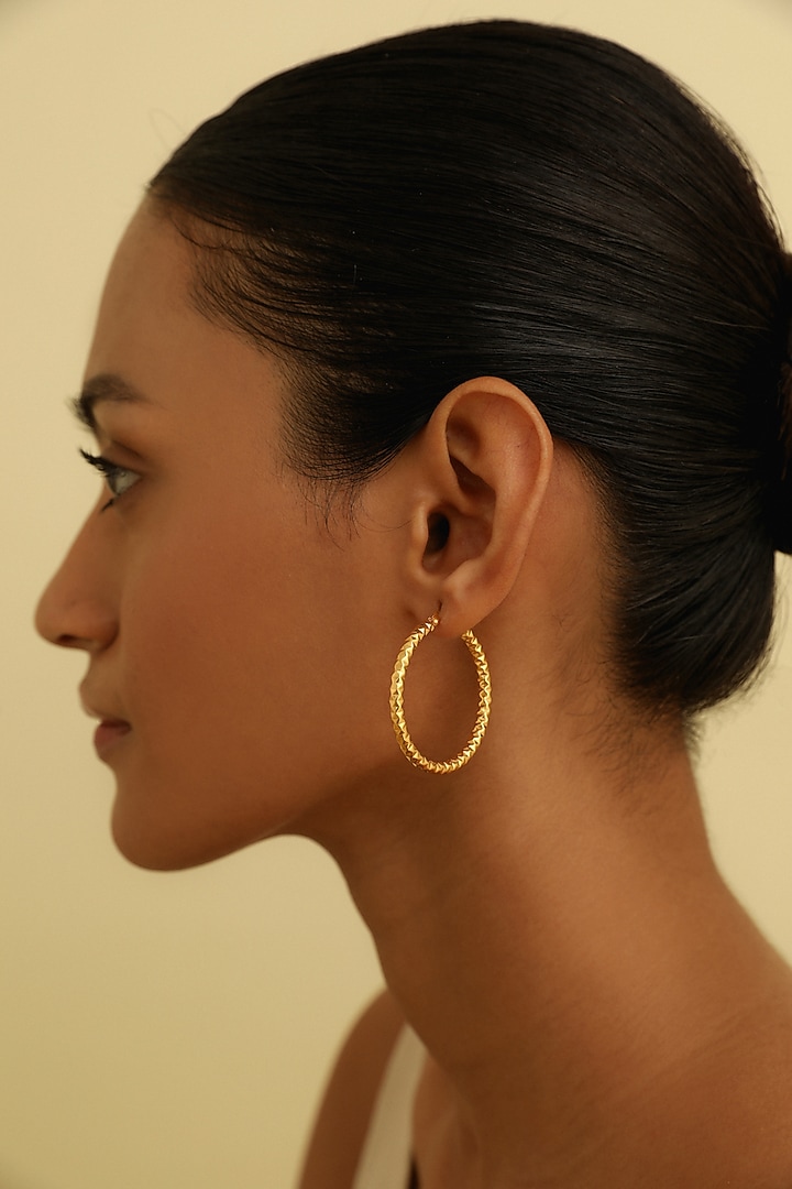 Gold Plated Large Hoop Earrings In Sterling Silver by MISS JO at Pernia's Pop Up Shop